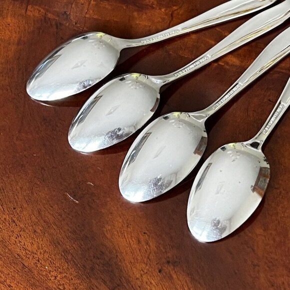 4 Vintage Insico Spoons Stainless Flatware Woodlore Interntional Silver - Picture 7 of 7